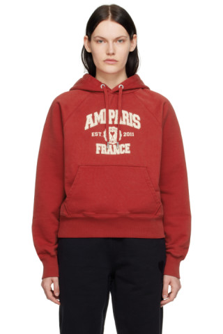 Red Organic Cotton Hoodie by AMI Paris on Sale