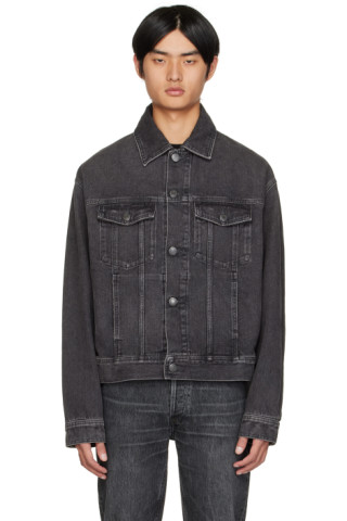 Black Boxy Denim Jacket by AMI Alexandre Mattiussi on Sale