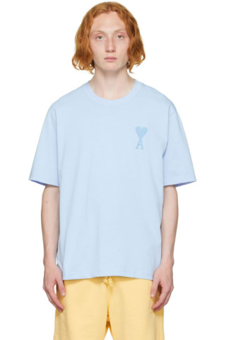 AMI Alexandre Mattiussi: Blue Ami De Cœur T-Shirt | SSENSE