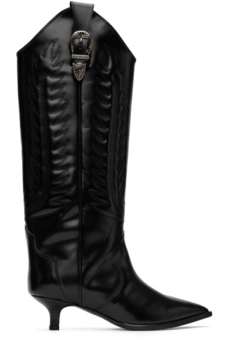 Black Western Tall Boots by Toga Pulla on Sale