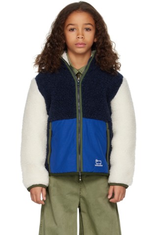 Kids Navy Track Sweater by Woolrich | SSENSE