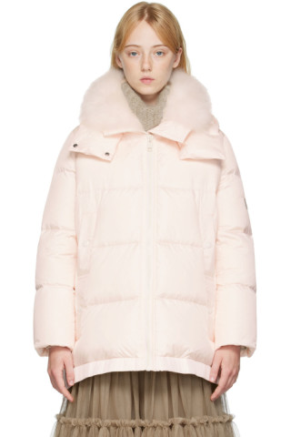 Yves Salomon - Army: Pink Quilted Down Coat | SSENSE