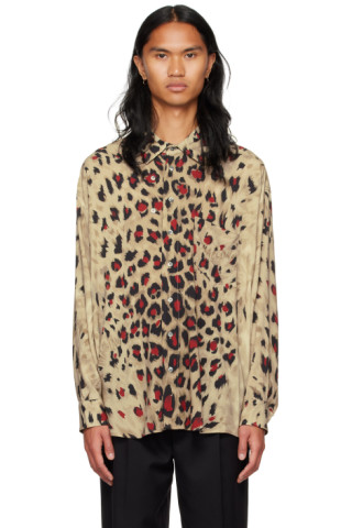 Beige Leopard Twisted Shirt by Magliano on Sale