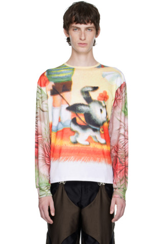 Chopova Lowena: Yellow Flower Pup Long Sleeve T-Shirt | SSENSE