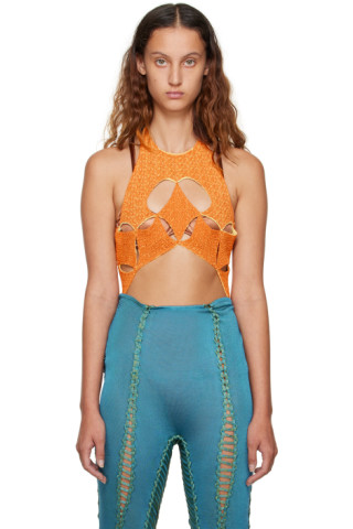 【関税込み】Isa Boulder SSENSE限定 レッド ラップ スコート Isa Boulder: SSENSE Exclusive Red Knit Heeled Sandals | SSENSE
