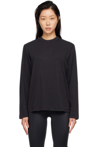 SKIMS: Black SKIMS Boyfriend Sleep Long Sleeve T-Shirt | SSENSE