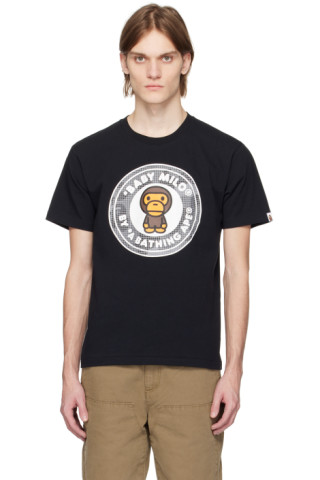 Black Grid Camo Milo Busy Works T-Shirt by BAPE on Sale