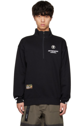 Black Zip Sweatshirt by AAPE by A Bathing Ape on Sale