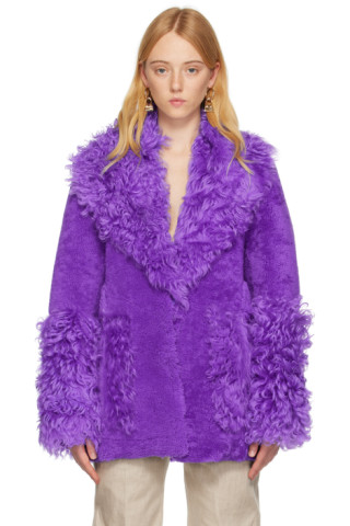 Purple Le Papier 'La Veste Piobbu' Shearling Coat by JACQUEMUS on Sale