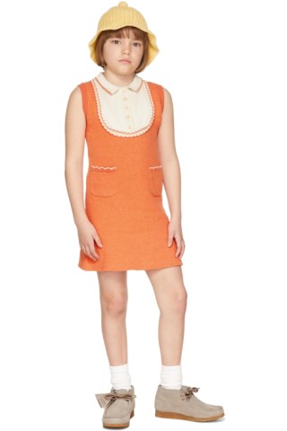 Kids Orange Bouclé Janis Dress by Misha & Puff | SSENSE