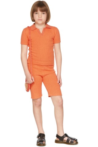 Kids Orange Bouclé Polo by Misha & Puff | SSENSE