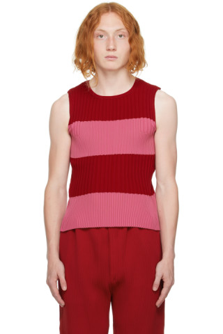 CFCL: SSENSE Exclusive Red & Pink Fluted Tank Top | SSENSE