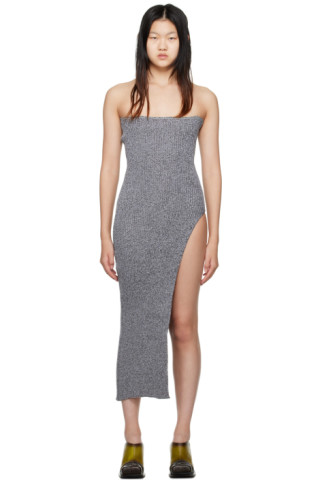 A. ROEGE HOVE: Gray Marie Midi Dress | SSENSE