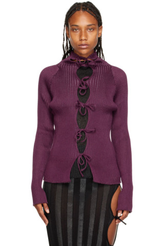 SSENSE Exclusive Burgundy Emma Cardigan by A. ROEGE HOVE on Sale