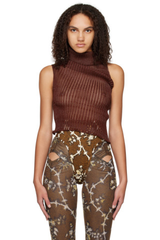 Brown Patricia Drape Turtleneck by A. ROEGE HOVE on Sale