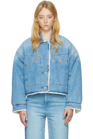 Isabel Marant Paoleta Faux Shearling Denim Jacket