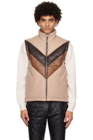 Ernest W. Baker: Brown & Beige 70's Leather Vest | SSENSE