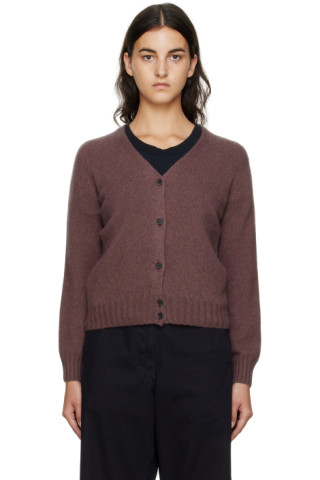 Margaret Howell: Burgundy Cashmere Cardigan | SSENSE