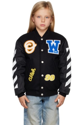 Kids Black Helvetica Diag Bomber Jacket by Off-White