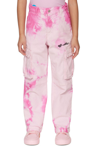 O Mighty festival cargo pants in pink tie-dye & embroidered logo