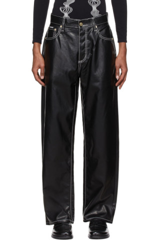 Eytys: Black Orion Faux-Leather Trousers | SSENSE