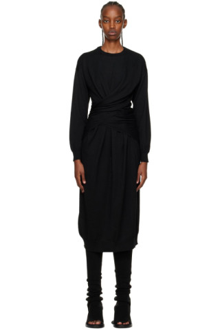 Black Wrap Midi Dress by LEMAIRE on Sale