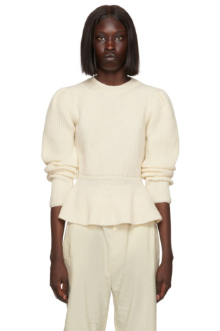 Off-White Peplum Sweater by LEMAIRE on Sale