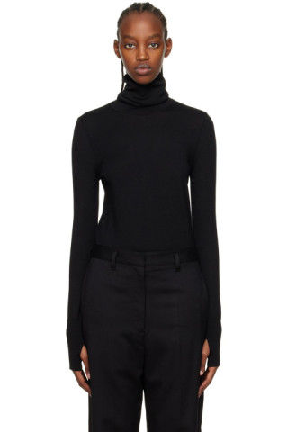 Black Merino Wool Turtleneck by LEMAIRE on Sale