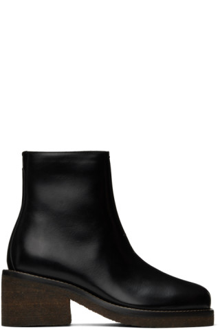 Lemaire square-toe leather ankle boots - Brown