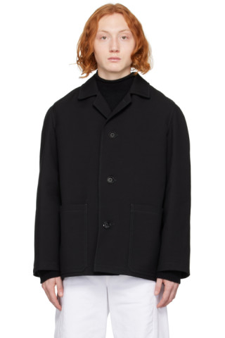 LEMAIRE: Black Crombie Jacket | SSENSE Canada