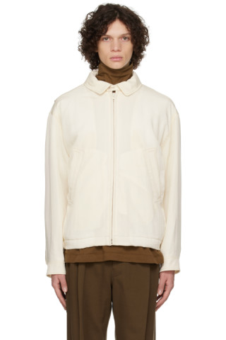 LEMAIRE: Off-White Spread Collar Bomber Jacket | SSENSE