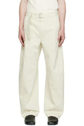 LEMAIRE: Off-White Twisted Belted Trousers | SSENSE