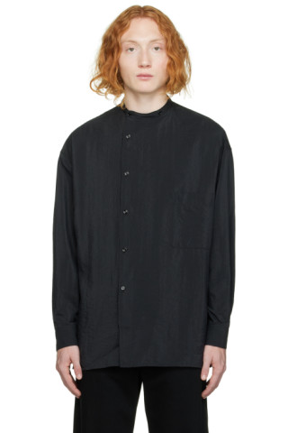 Black Asymmetric Shirt by LEMAIRE on Sale