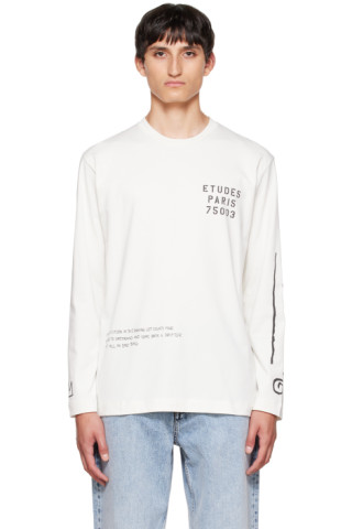 Études: Off-White Spirit Paris Chalk Long Sleeve T-Shirt | SSENSE Canada