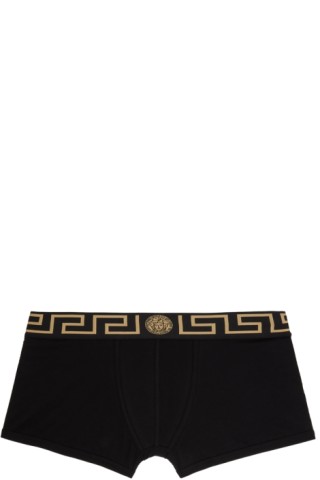 Versace Underwear: Black Greca Border Boxer Briefs | SSENSE