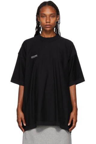 Buy VETEMENTS men black t-shirt inside out for $1,545 online on SV77,  UE54TR460B/1302