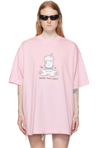 VETEMENTS: Pink Cotton T-Shirt | SSENSE