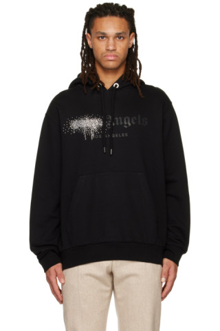 Palm Angels: Black Rhinestone Sprayed Hoodie | SSENSE Canada