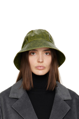 Green Coated Bucket Hat by Song for the Mute on Sale