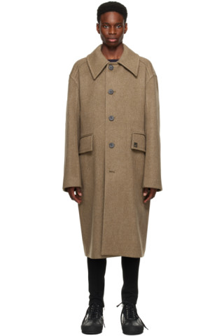 SSENSE Exclusive Khaki Single Breasted Coat by Wooyoungmi on Sale