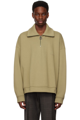 Khaki Half-Zip Sweatshirt by WOOYOUNGMI on Sale