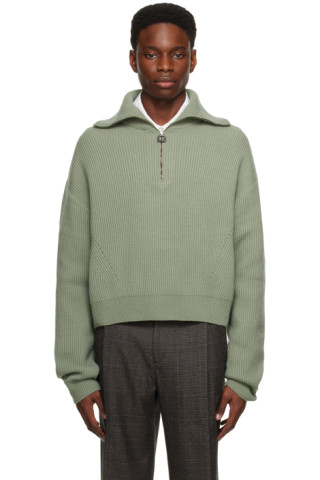 Wooyoungmi: Green Half-Zip Sweater | SSENSE