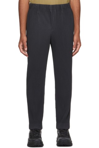 Homme Plissé Issey Miyake: Gray Tailored Pleats 1 Trousers | SSENSE