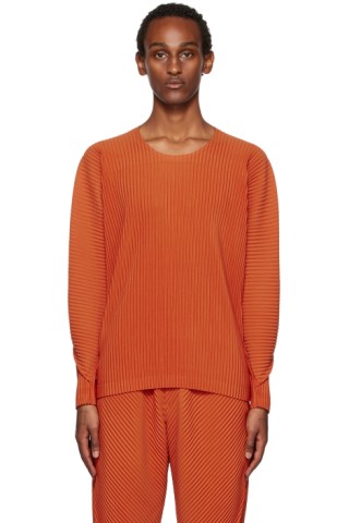 Homme Plissé Issey Miyake: Orange Arc Long Sleeve T-Shirt