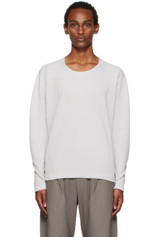 Homme Plissé Issey Miyake: Gray Arc Long Sleeve T-Shirt | SSENSE