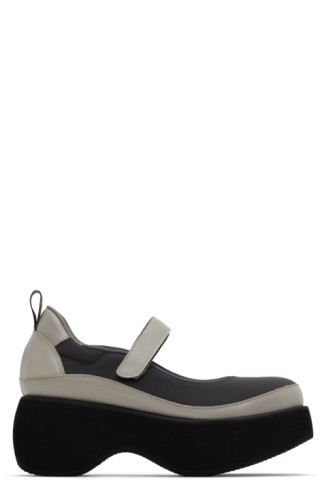 OPEN YY: Gray Mary-Jane Ballerina Flats | SSENSE