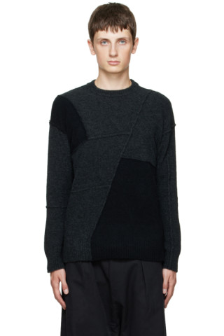 Isabel Benenato: Black & Gray Paneled Sweater | SSENSE