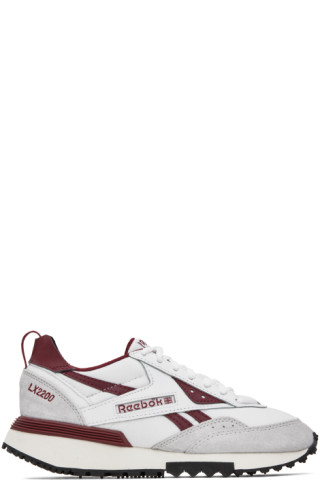 Reebok Classics: White & Burgundy LX2200 Sneakers | SSENSE