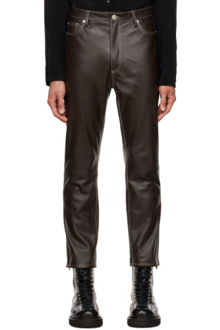Brown Ruben Leather Pants by CMMN SWDN on Sale