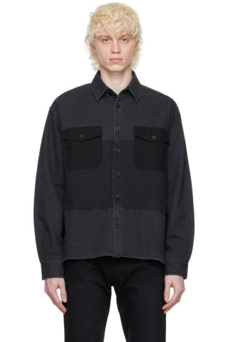 Black Military Hemi Shirt by John Elliott on Sale